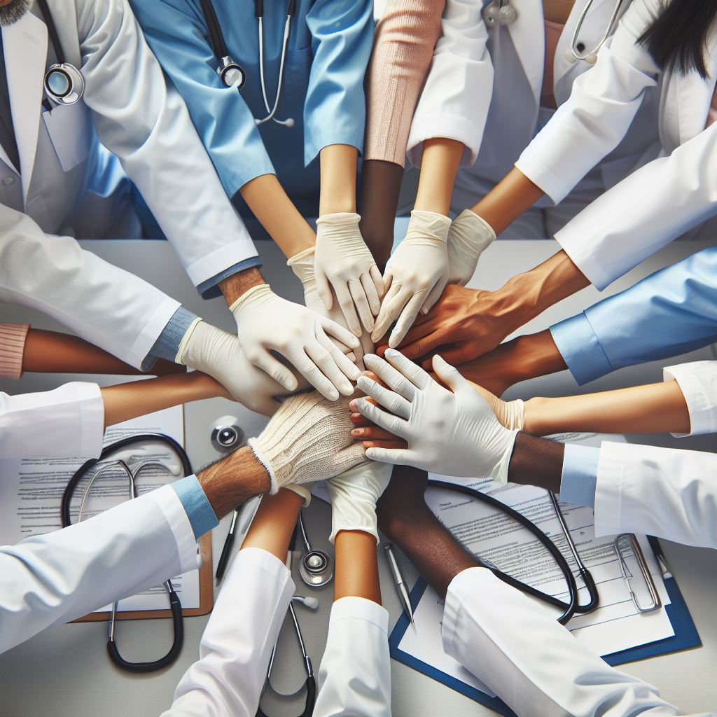 En gruppe mennesker i hvite uniformer