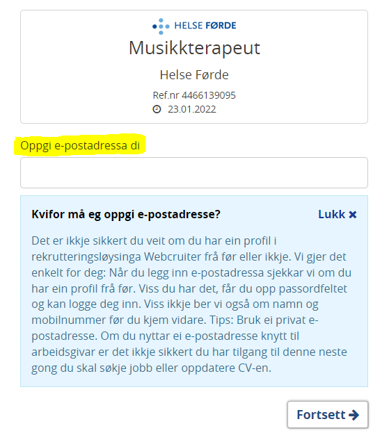 Skjermbilde av en nettside
