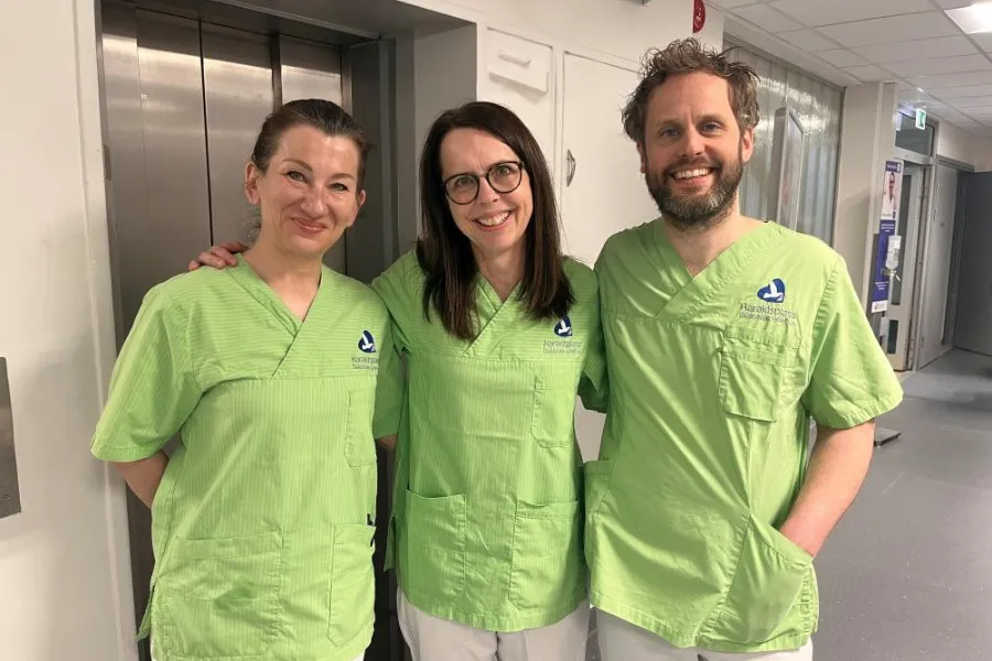 Tre grønkledde tilsette