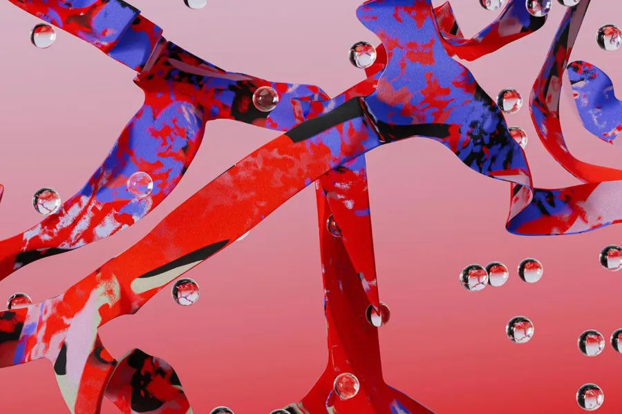 En gruppe fargerike vanndråper