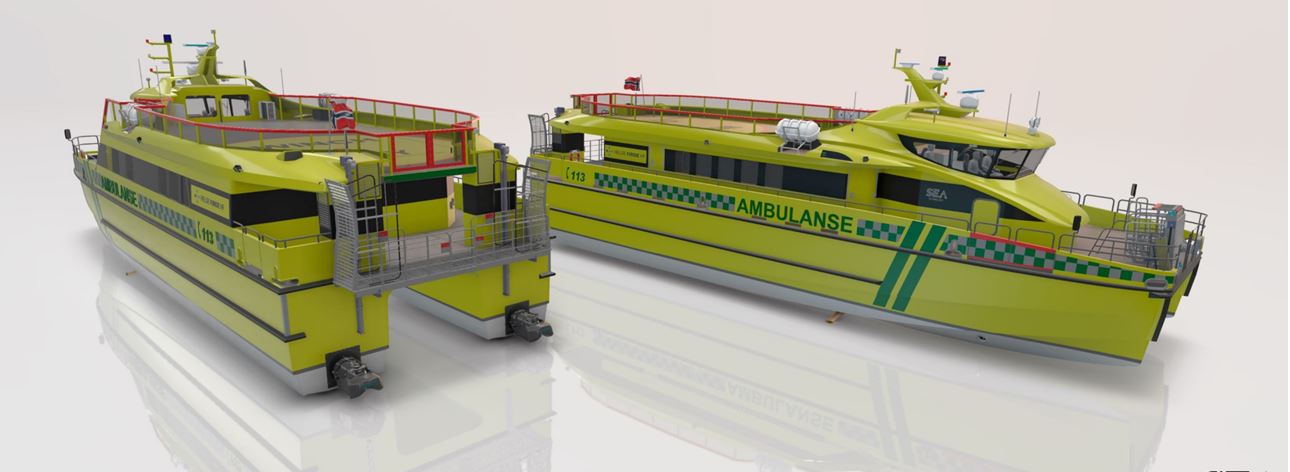 to gule ambulansebåtar