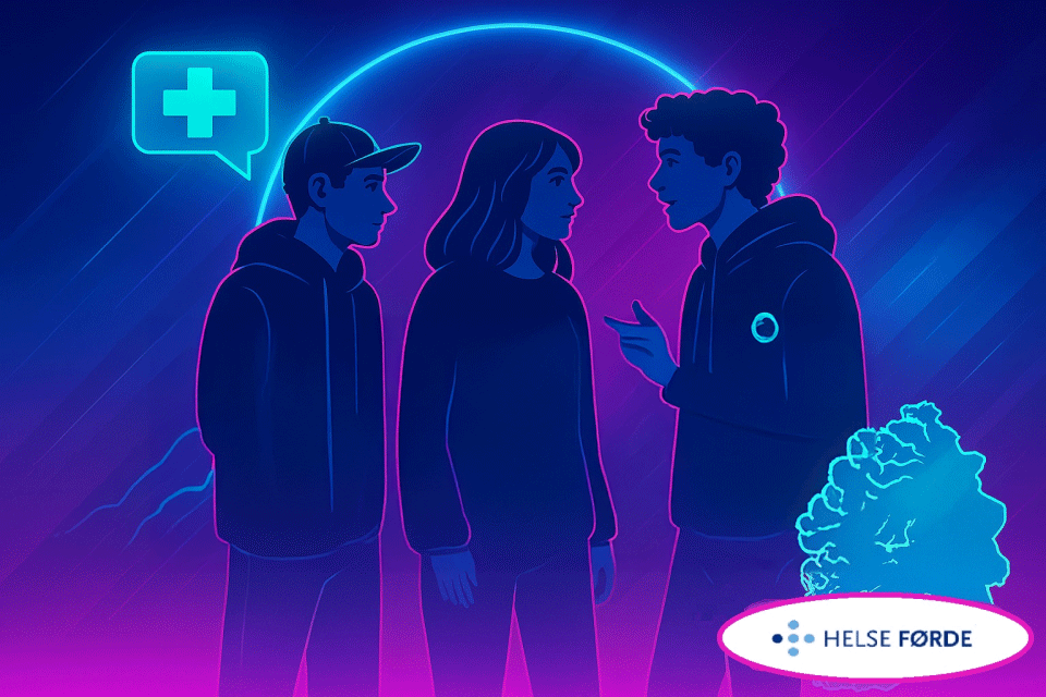 Illustrasjon av tre ungdommer